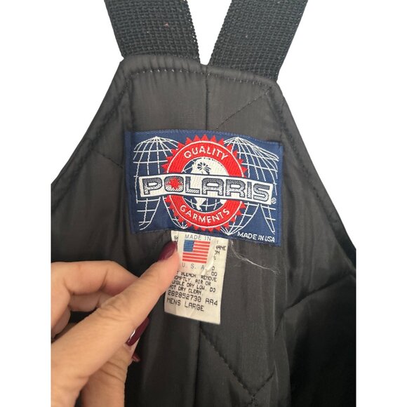 Vintage Polaris Men’s L Black Ski Bib Snowsuit Adjustable Straps Snowmobile - Picture 11 of 16